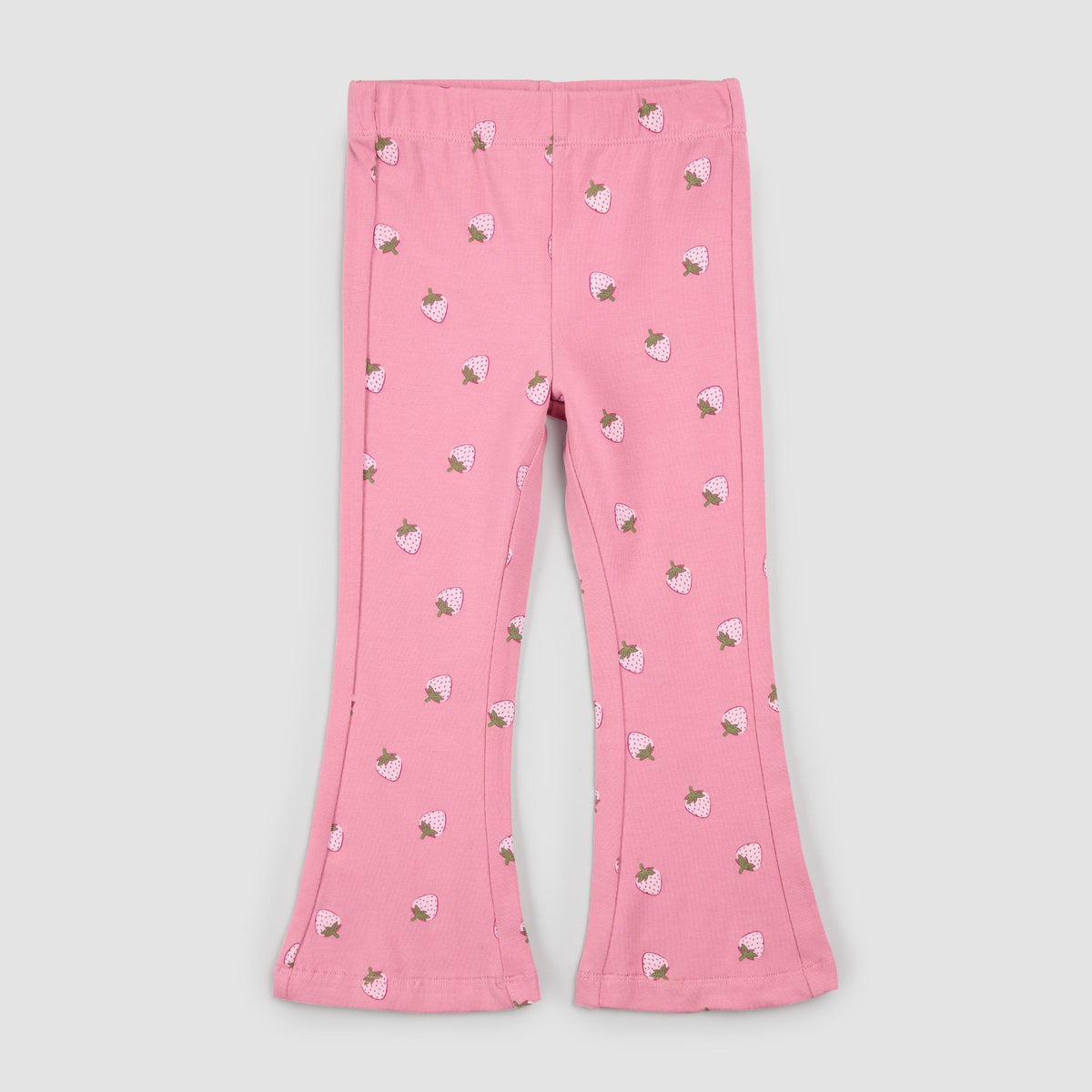 Strawberry Print on Rose Flare Leggings