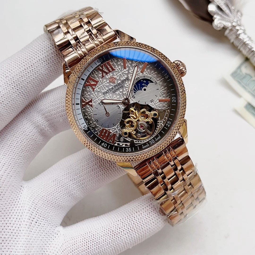 Patek Philippe Rose Gold-Tone Skeleton Dial Watch — hero