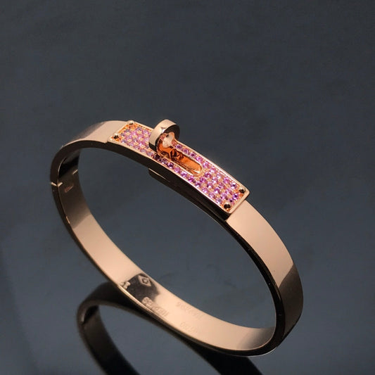 Hermes Kelly Bracelet Pink Cubic Zirconia
