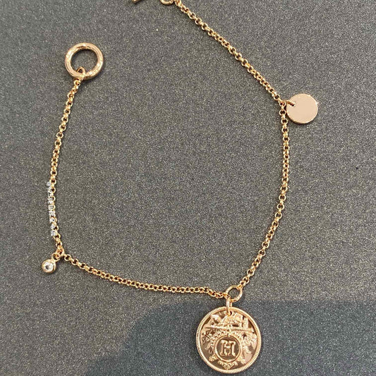 Hermes H Classic Gold Coin Bracelet