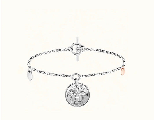 Hermes H Classic Silver Coin Bracelet