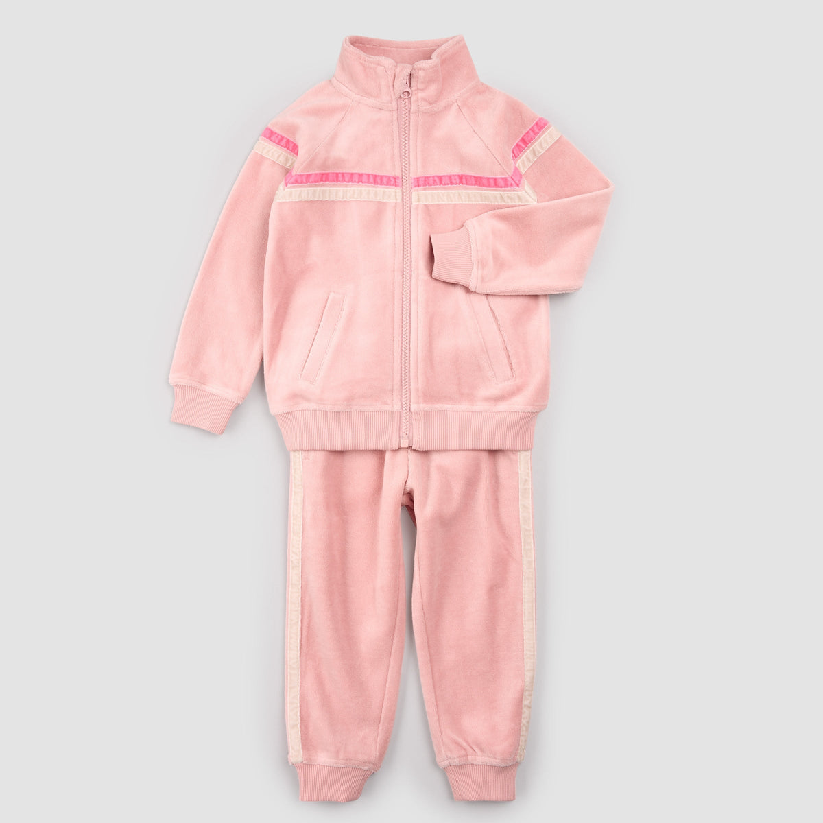 Retro Stripe on Miles Pink Velour Tracksuit