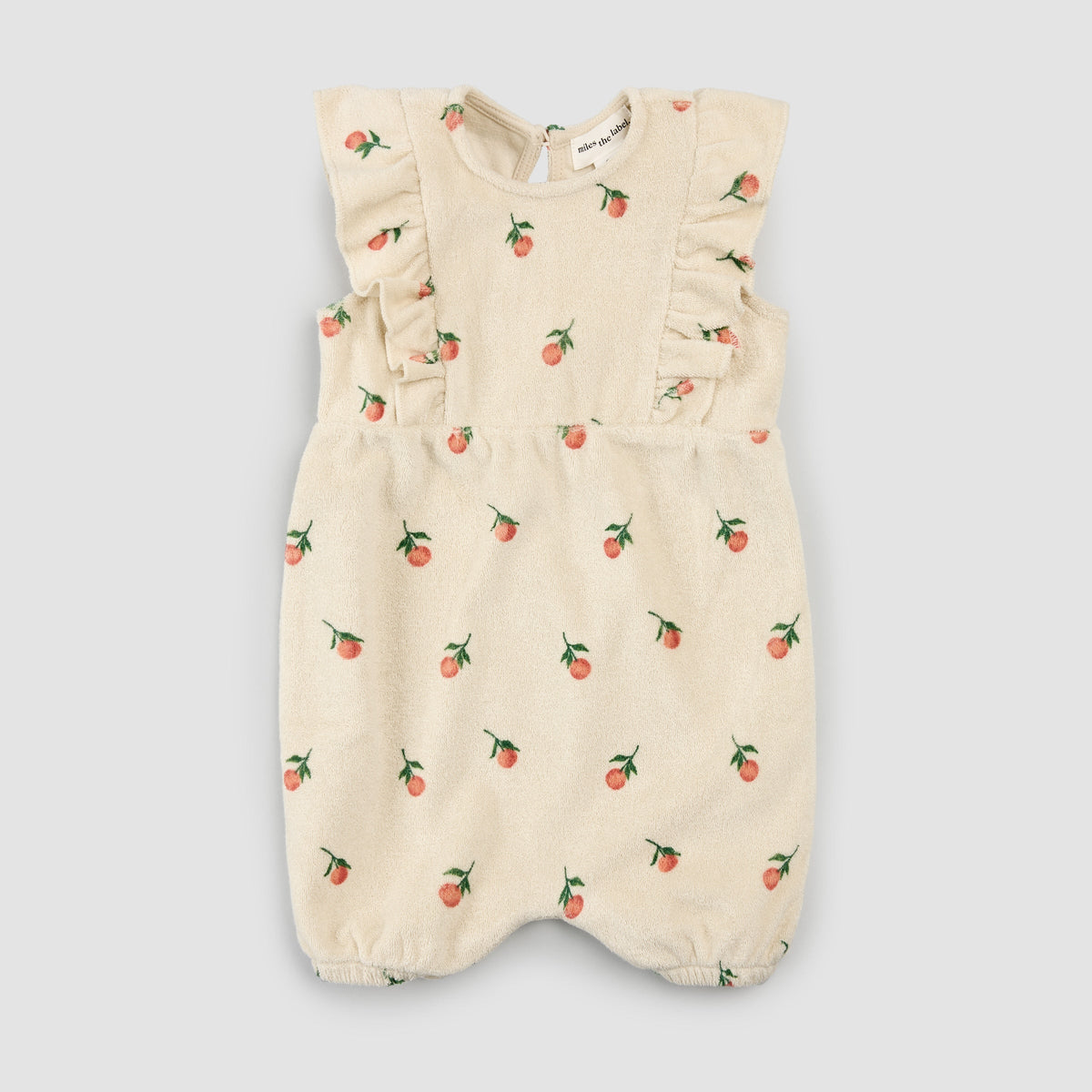 Orange Print on Birch Terry Cloth Romper