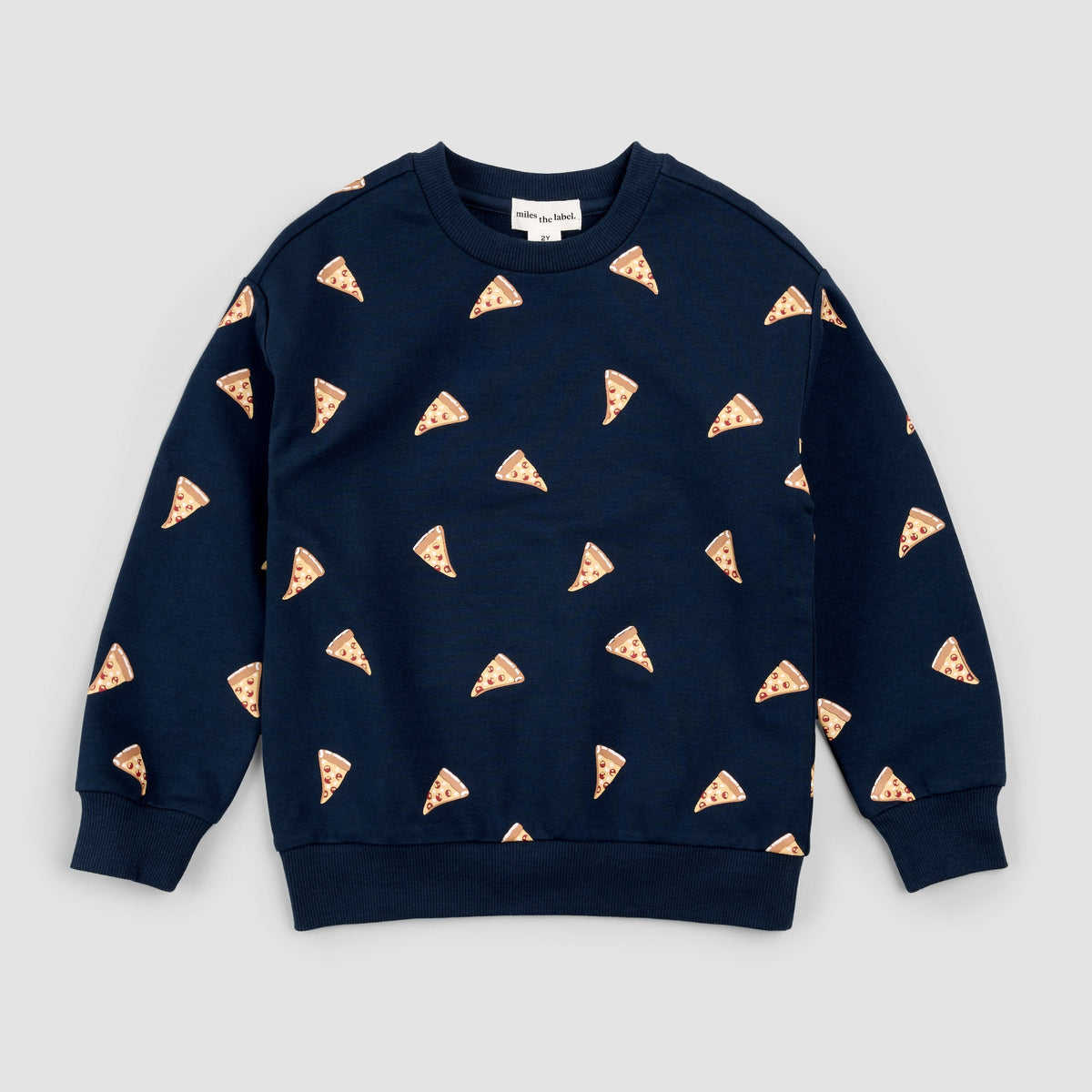 Pizza Print on Navy Sweatshirt