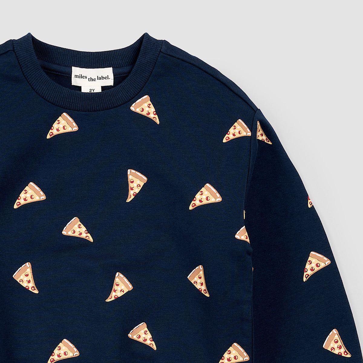 Pizza Print on Navy Sweatshirt