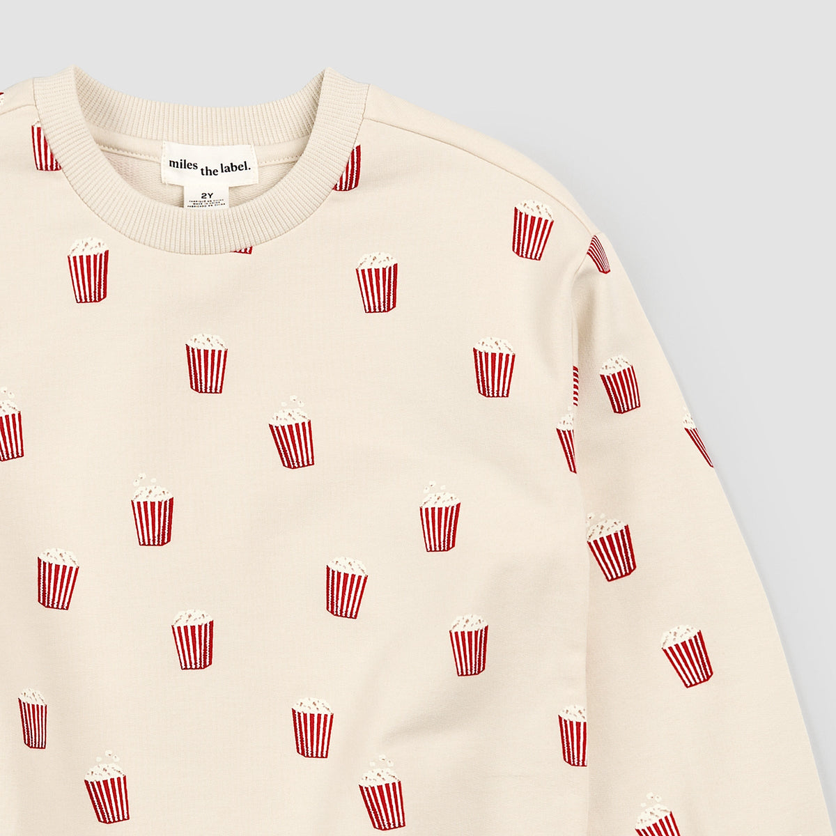 Popcorn All Over Print on Beige Sweatshirt