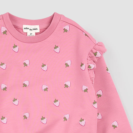 Strawberry Print on Rose Sweatshirt
