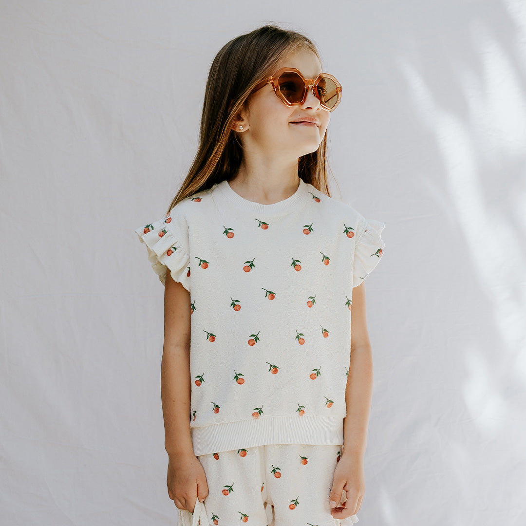 Orange Print on Birch Terry Cloth Top