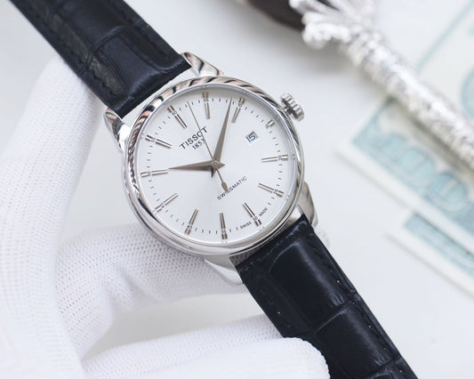 Tissot Silver Black White Dial Strap Watch — hero