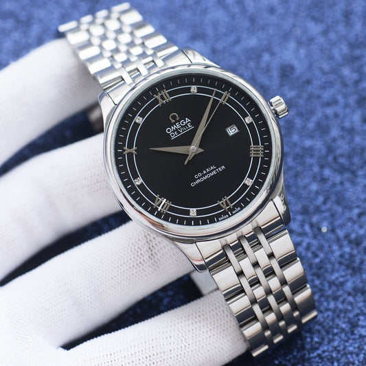 Omega Silver Black Dial Bracelet Watch — hero