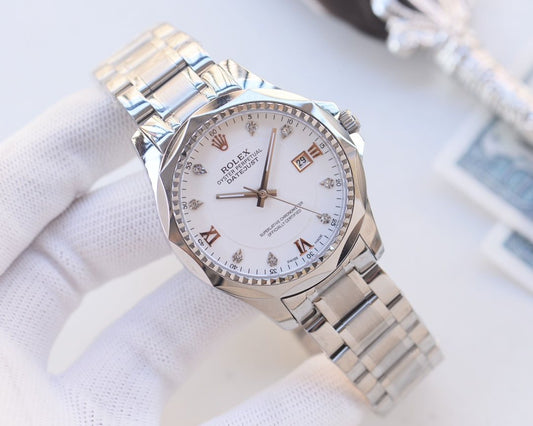 Rolex Silver White Dial Bracelet Watch — hero