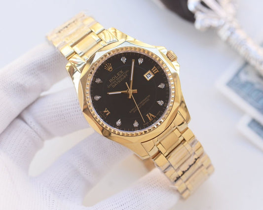 Rolex Gold Black Dial Bracelet Watch — hero