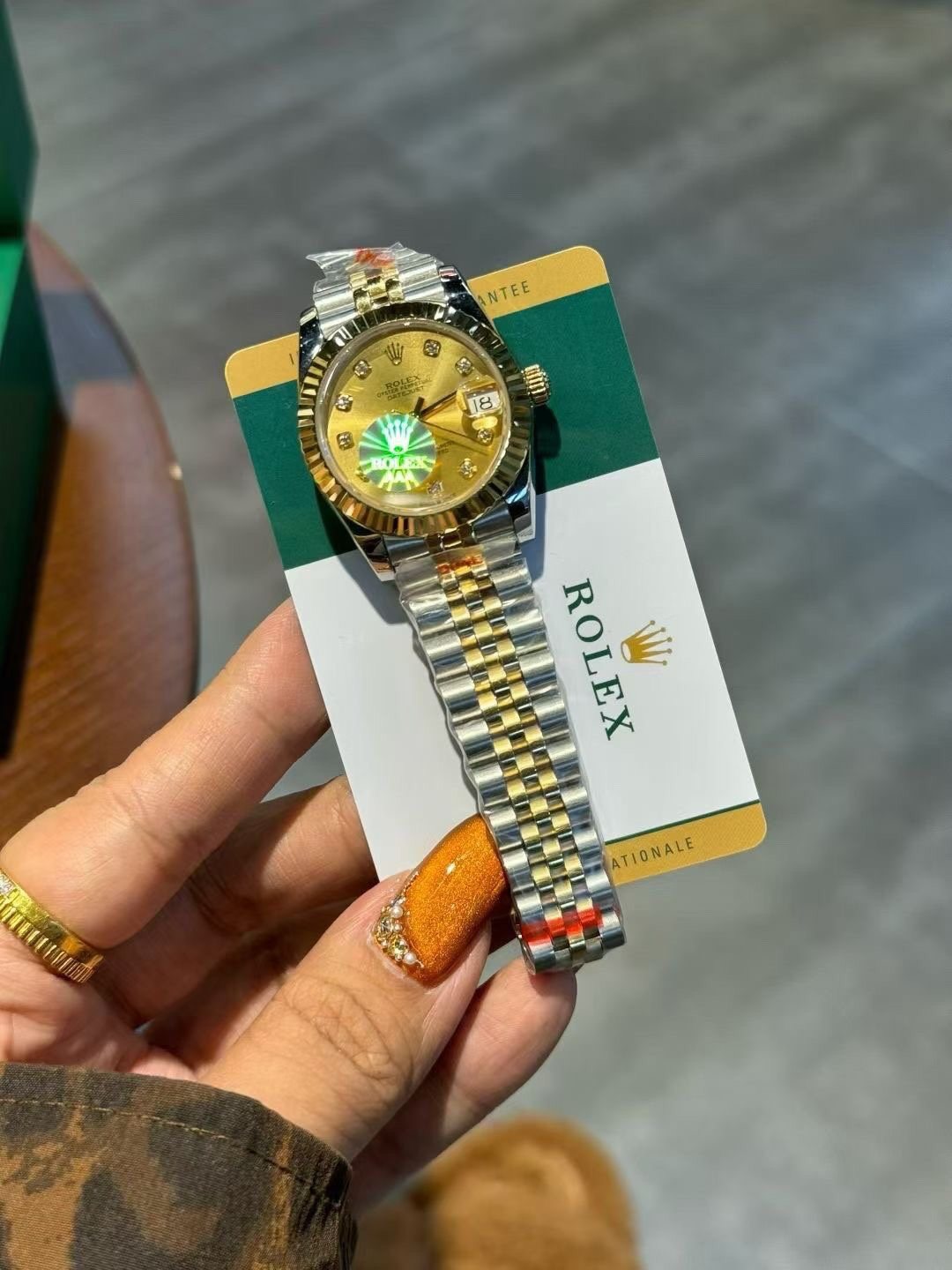 Rolex Gold Dial Two-Tone Watch — front