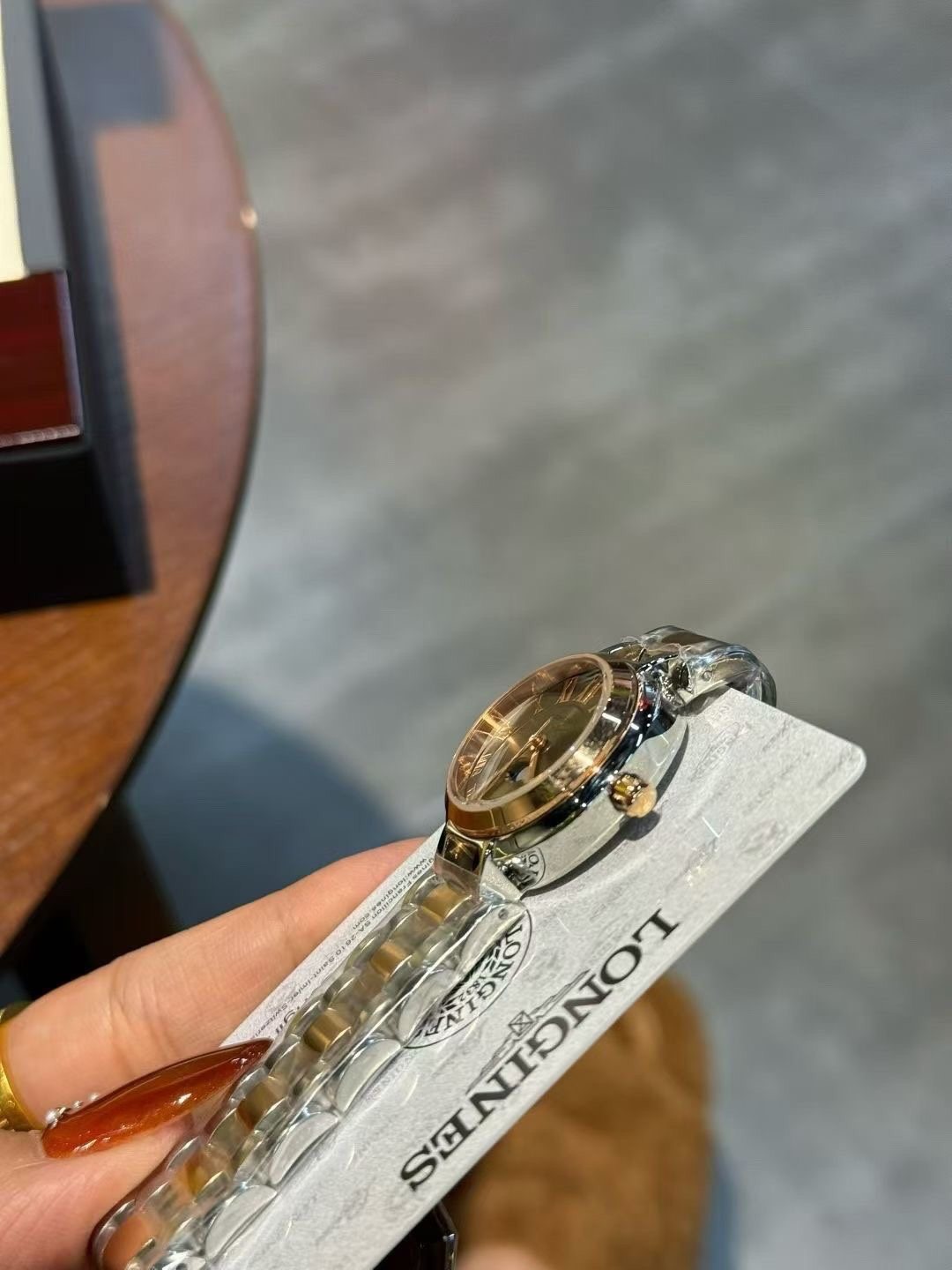 Longines Brown Dial Two-Tone Watch — side