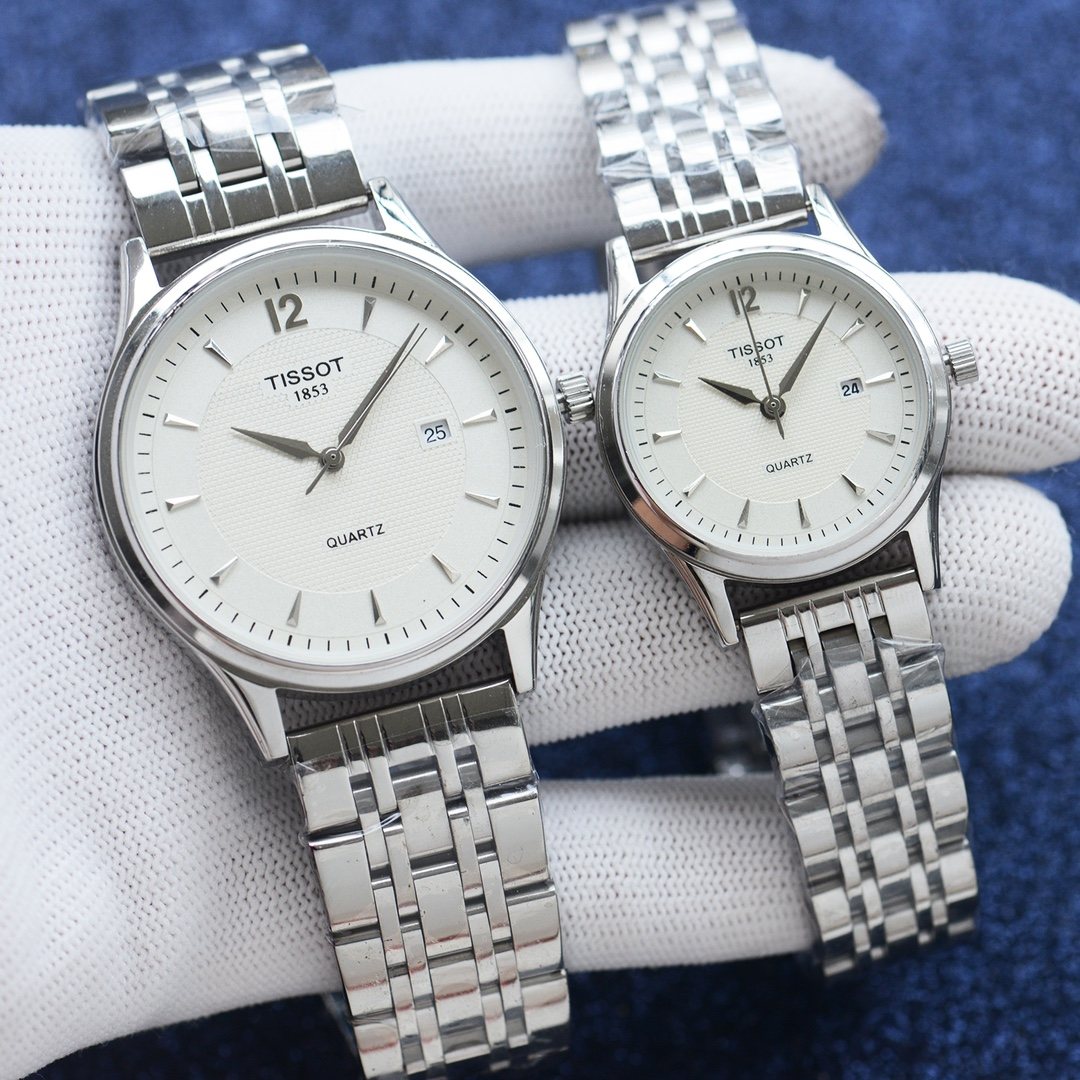 Tissot Silver White Dial Bracelet Couple Watch Set — hero