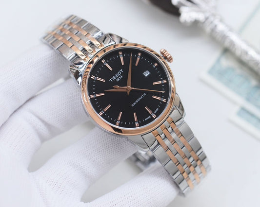 Tissot Silver Black Dial Bracelet Watch — hero