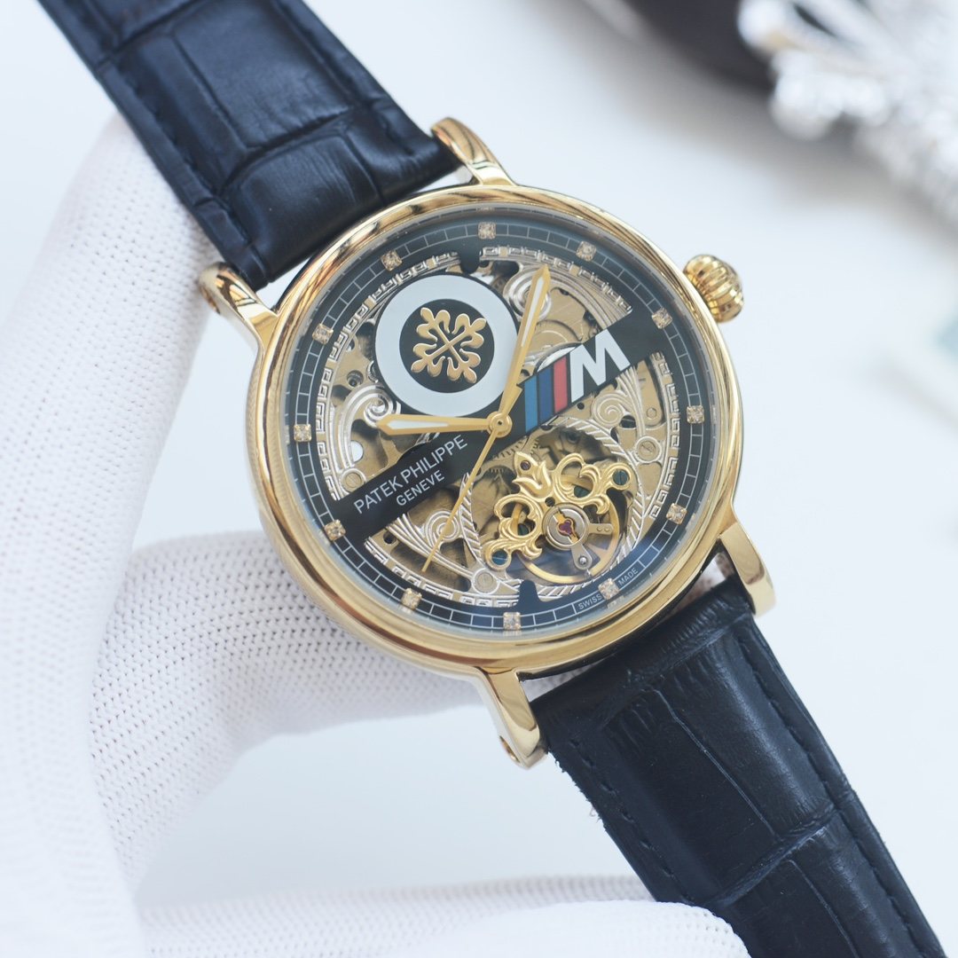 Patek Philippe Gold Black Strap Watch — hero