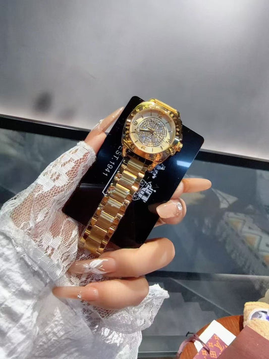 Coach Gold-Tone Crystal Bezel Watch — hero