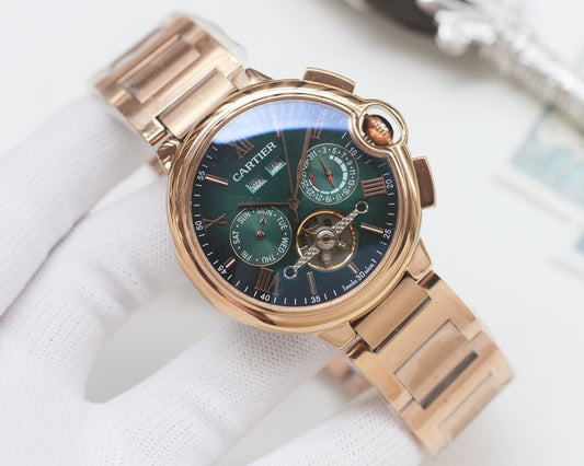 Cartier Rose Gold Green Dial Bracelet Watch — hero