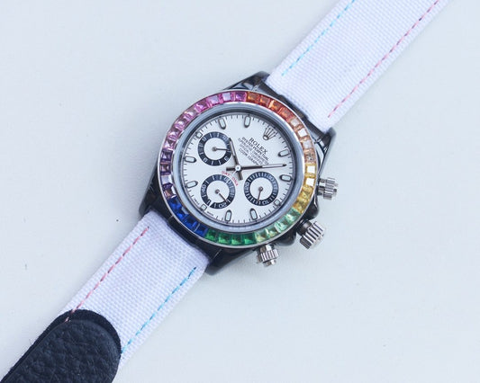 Rolex White Dial Strap Watch — hero