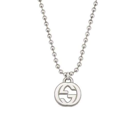 Gucci Interlocking Necklace G Pendant Sterling Silver
